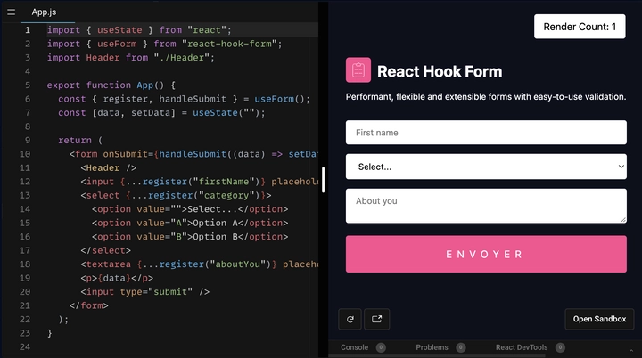 React Hook Form é uma biblioteca que simplifica a criação e validação de formulários com React