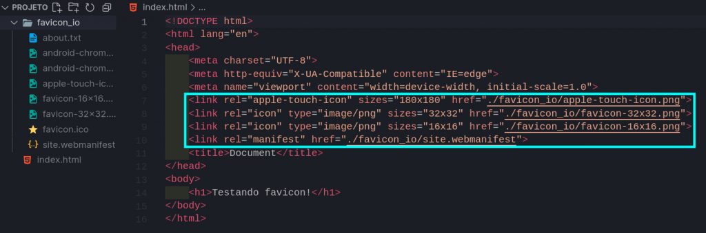 Inserindo o favicon em uma página HTML