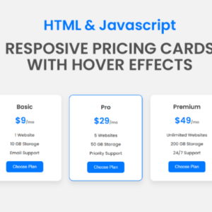 Cartões de Preços Pesponsivos com Efeito Wsando HTML e CSS